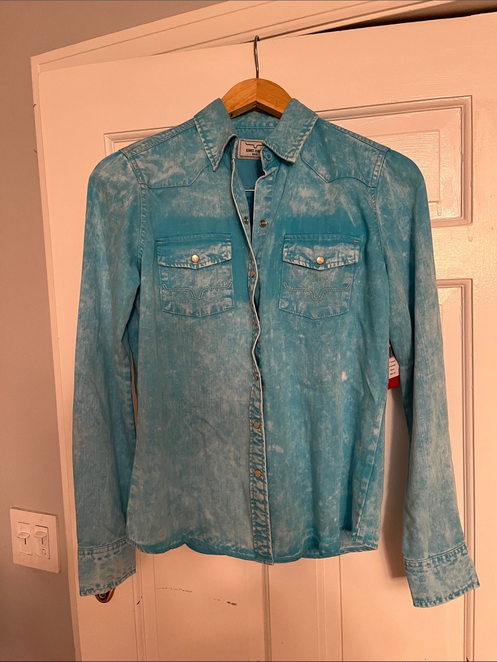 NWT Kimes Ranch- Wash Turquoise Denim Western Shirt